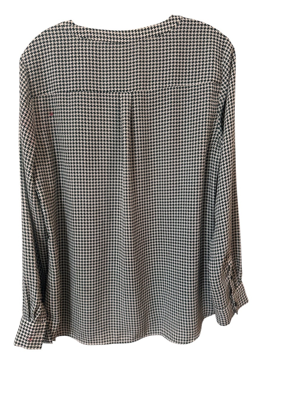 Talbots Black and White Houndstooth Long-Sleeve Blouse size M - Picture 2 of 5